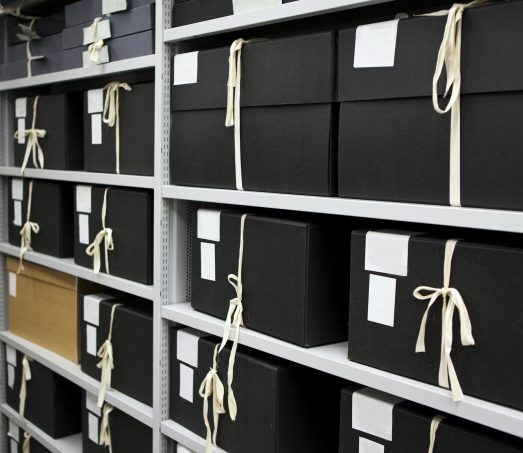 Close up of archives and storage in a closet